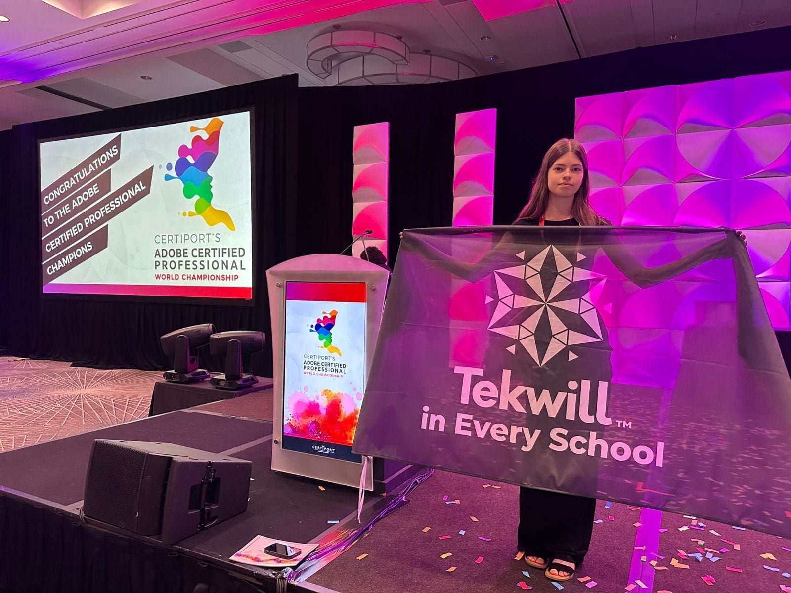 Cristina Lucanovschi, eleva din Moldova, reprezentând țara la campionatul mondial de design grafic Adobe 2025 în SUA.